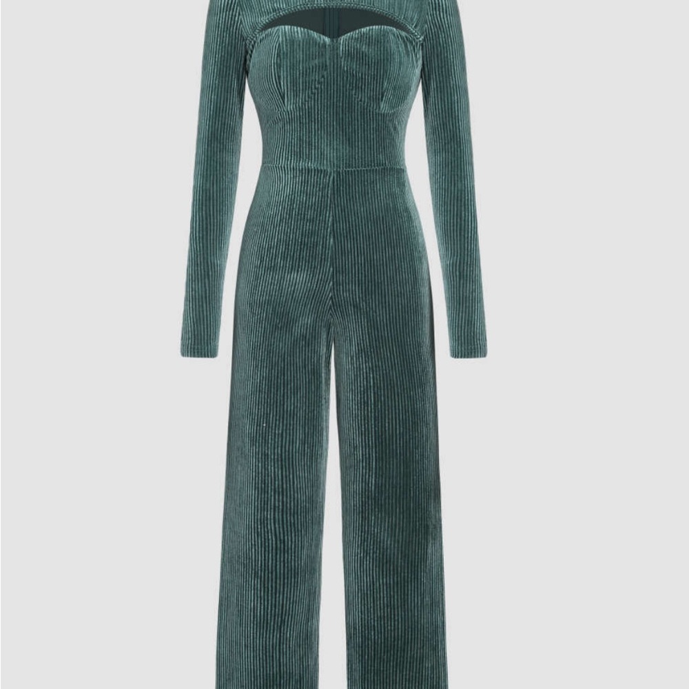 Corduroy solid cutout jumpsuit by Cider